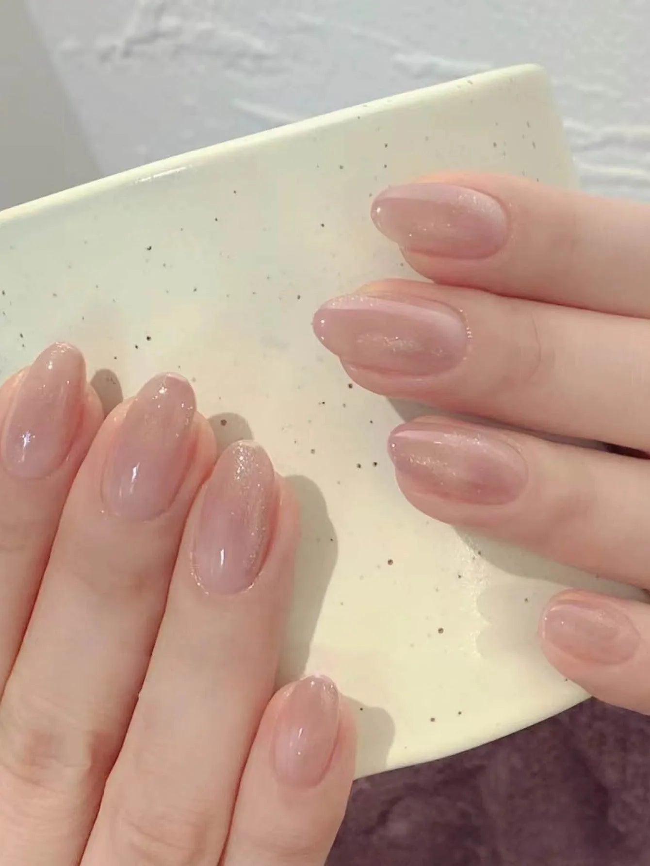 24pcs Long Almond Fake Nails White French Press on Nails Simple Full Cover Detachable Nail