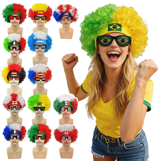 Football Fans Wig Hat Set 2026 - طقم قبعة وباروكة مشجعي كرة القدم 2026