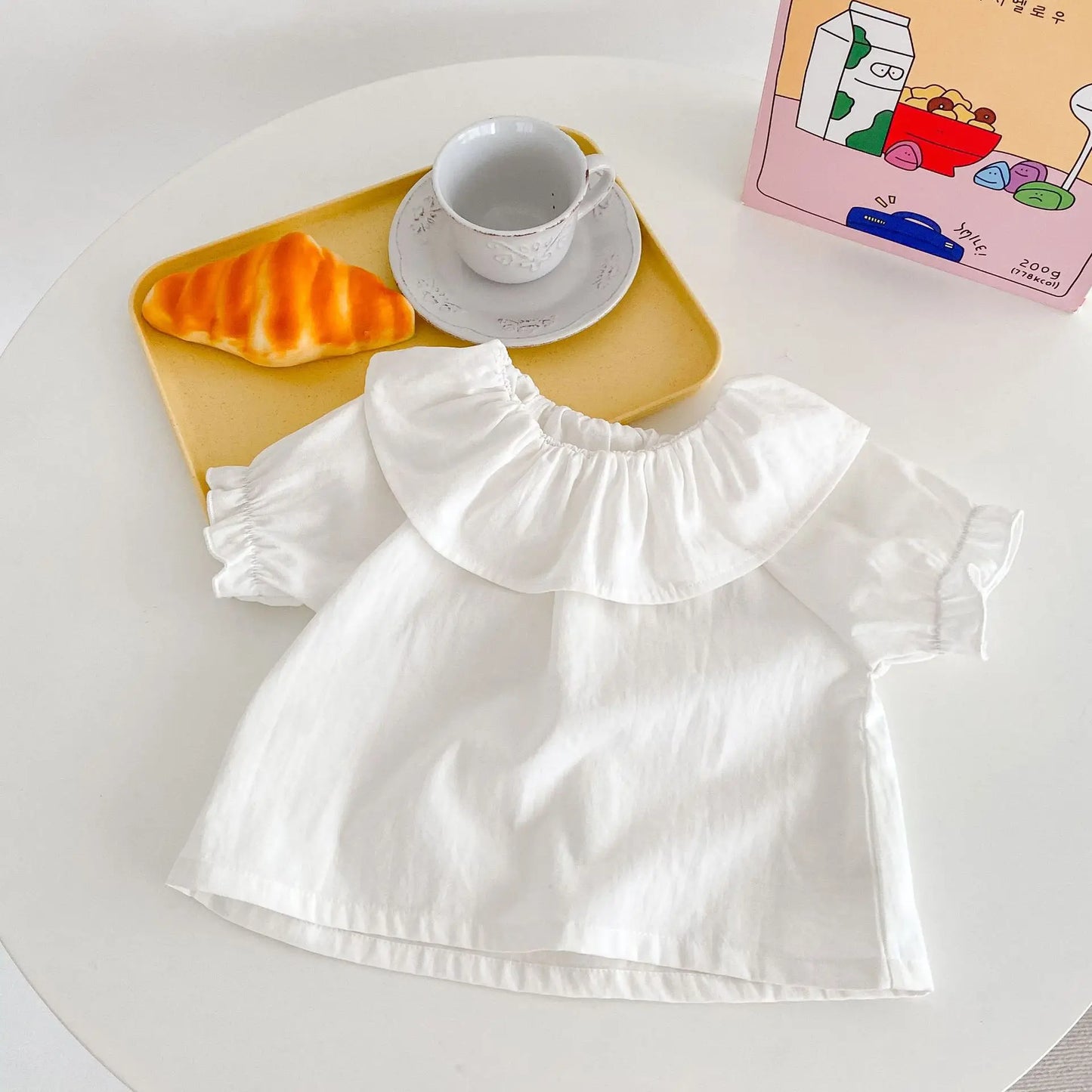 Baby T-Shirt, New Summer Trend For Boys And Girls, Versatile Ruffle Collar Short