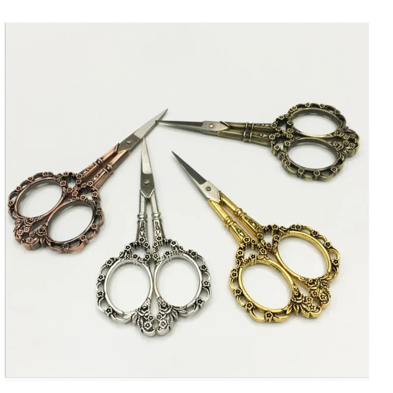 1Pcs Stainless Steel Nail Art Vintage Scissors Retro Nail Art Foil Cutter Blossom Scissor Sewing Fabric Manicure Tool