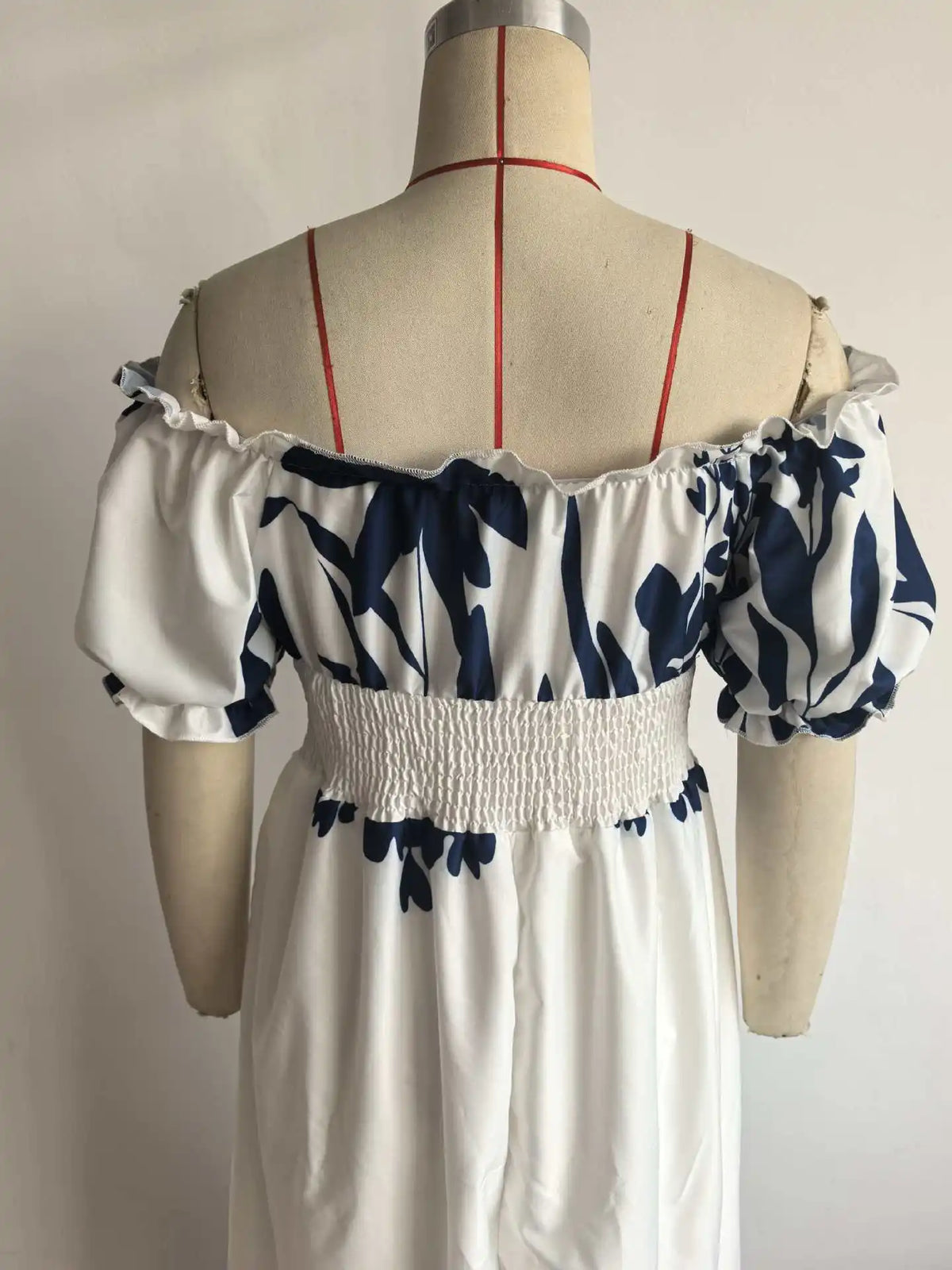 BKLD Women Clothing Summer Floral Print Dress Short Sleeve Square Collar Beach Holiday Outfits Waist Ruched Long Dresses Party