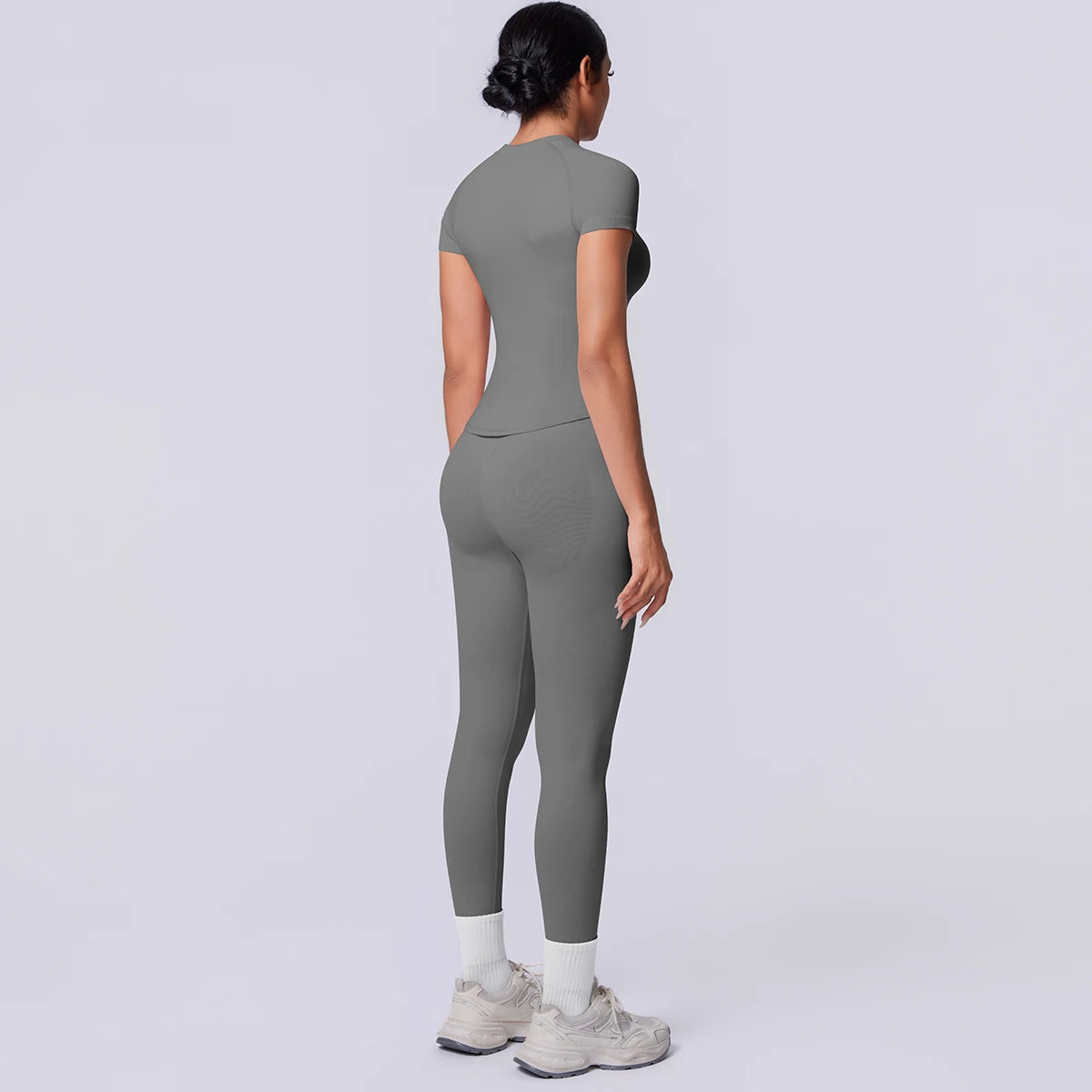 Rooftrellen New 2PCS/set Yoga Set Summer Quick Drying Fitness Sports Workout Top T-Shirt High Stretch Seamless Yoga Leggings Set