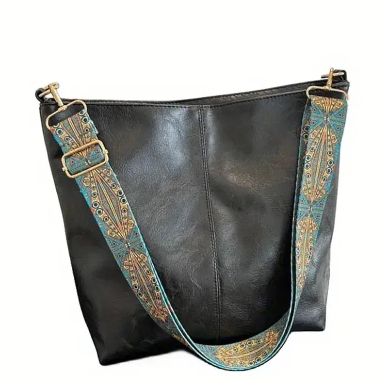 New high-end texture retro handbag bucket bag for men and women, large capacity crossbody bag