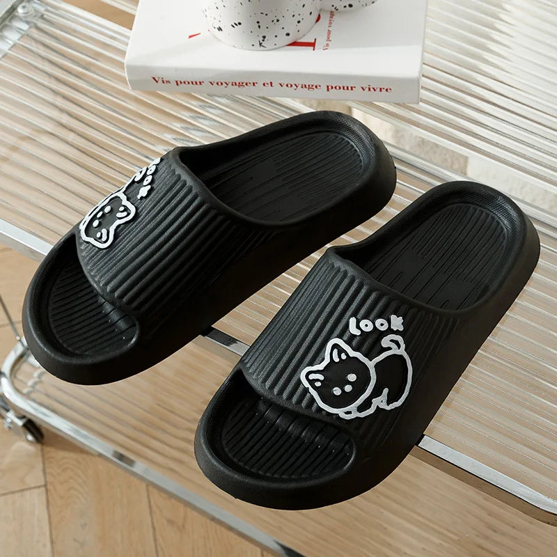Fashion Cat Women Slippers Indoor Cute Cartoon Unisex Slides Bathroom No-Slip Light Sandals Family Soft Lovely Home Shoes