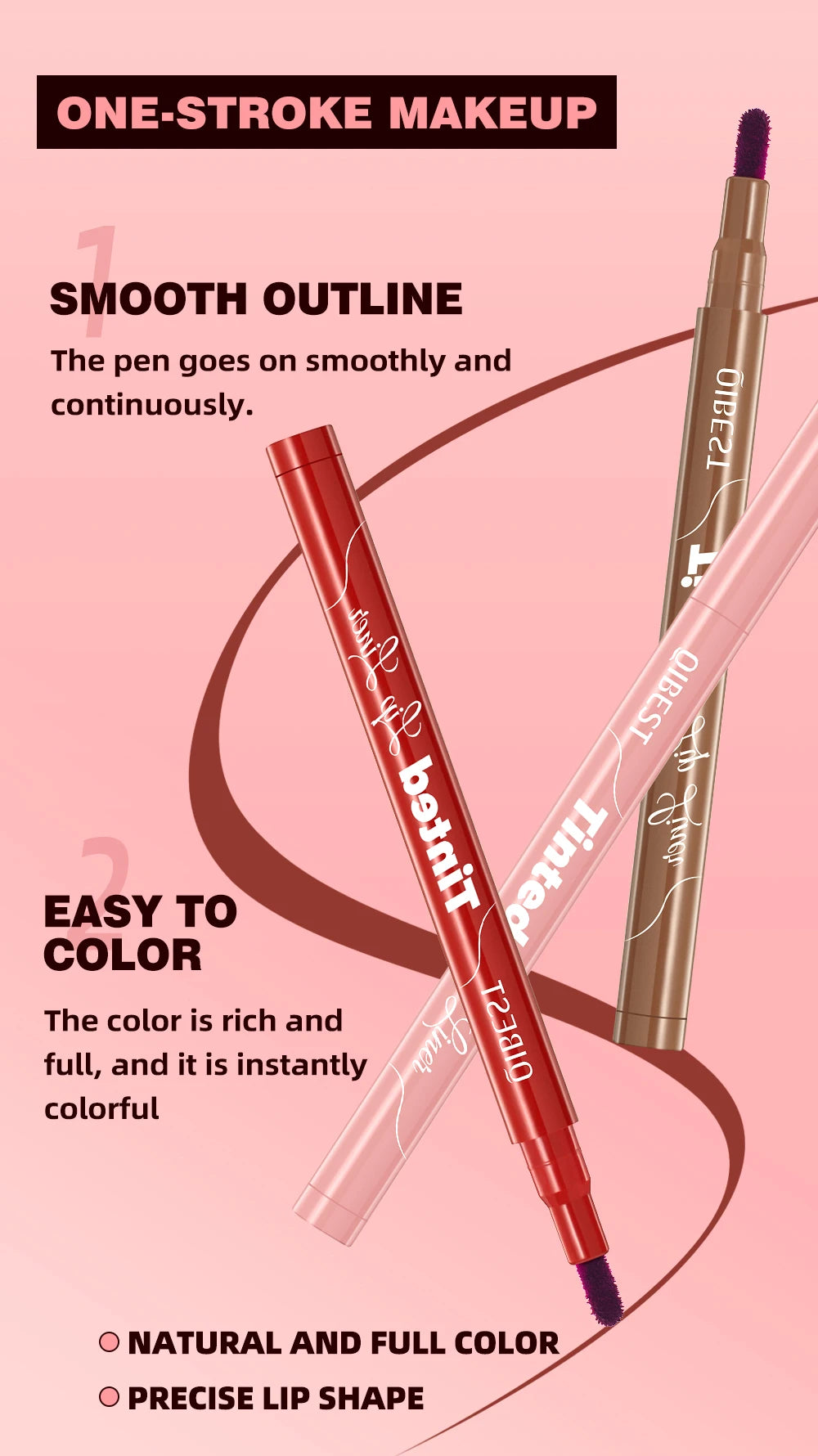 Matte Lip Liner Waterproof,Sweatproof,Multi-color Correcting Liquid Lipstick Pen Sexy Red Brown Lip Makeup Outline Lips Contour