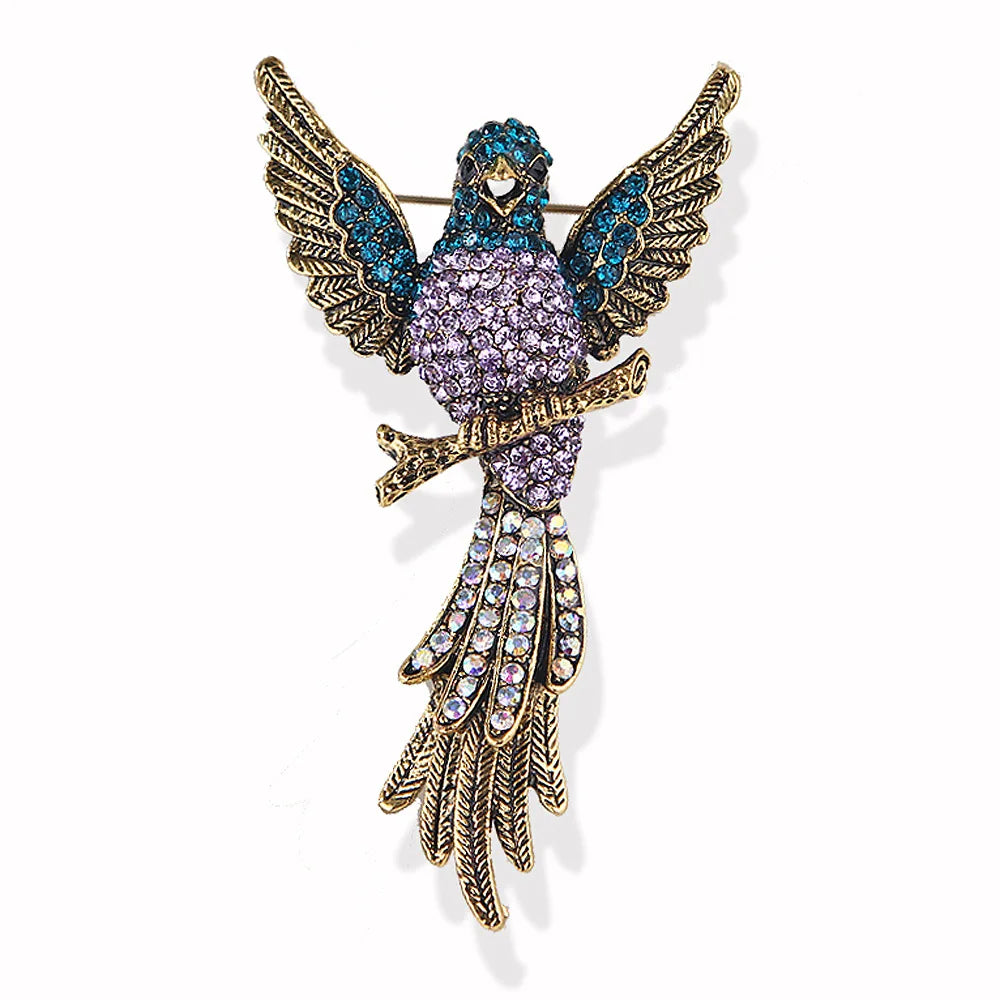 ZAKOL Exquisite Full Crystal Luxury Hummingbird Brooches Badges for Women Men High-end Classic Animal Pins Buckles