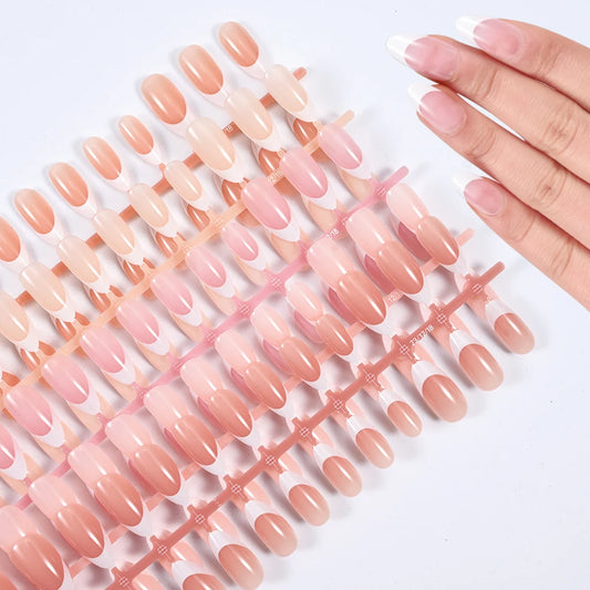 150/120/100Pcs French Almond Press On Nails أظافر لاصقة فرنسية لوزية – 100 / 120 / 150 قطعة