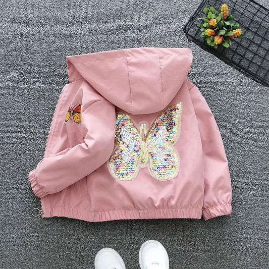 3 - 10 - Year - Old Girls' Spring - Autumn Outerwear: Jackets Featuring Adorable Butterfly Motifs