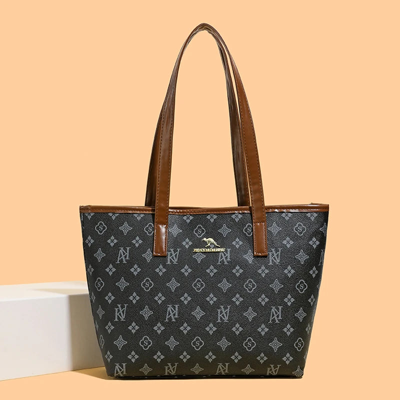 Mama Bag - Versatile Checkered Soft Leather Shoulder Bag with Large Capacity - Ideal for Work Commuting - Fashionable Women's Ha