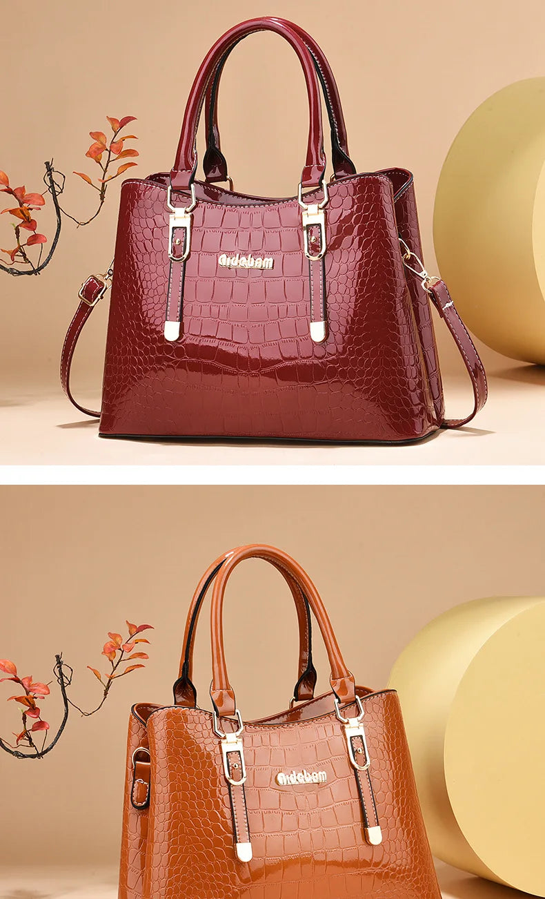 Luxury Bright Leather Handbags Designer Crossbody Bags for Women New Large Capacity Exquisite Ladies Shoulder Messenger Bag