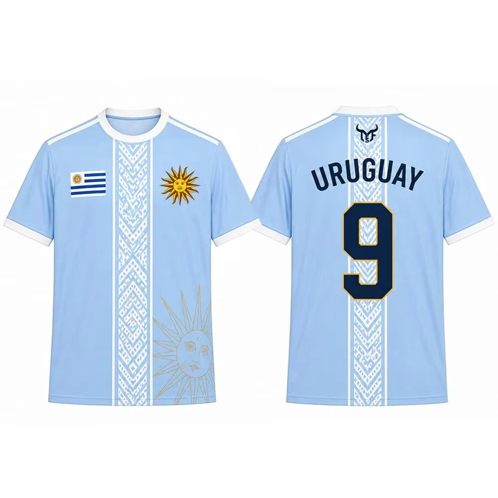 Uruguay Flag Pattern Soccer T Shirt Gaucho Lighthouse Print Family Edition Kids Adults Tee Sports Top Breathable Training Shirt