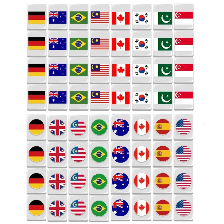 64Pcs Seaside Escape Mahjong Tile Game with Pattern of Flag Ball Funny Parent Child Party Game Children Toy Gift ﻿