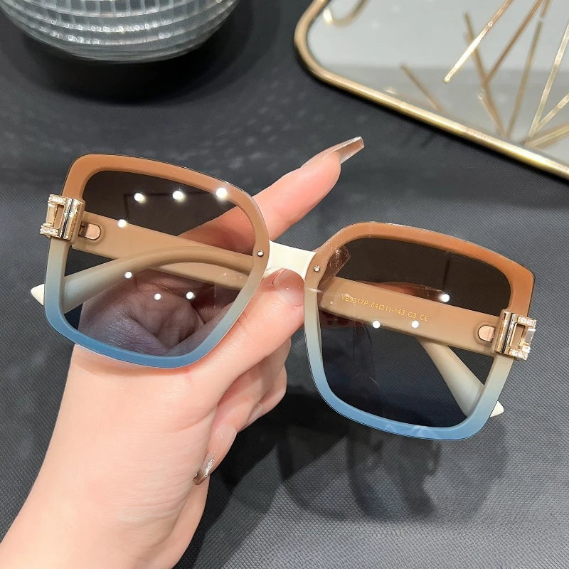 Polarized Square Sunglasses Women Trendy Luxury Sun Glasses New 2026 Vintage Leather Print Glitter Eyewears UV400 Gafas De Sol