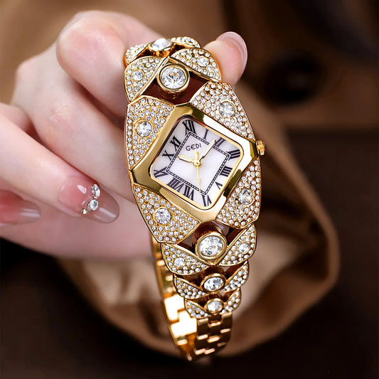 2026 New Light Luxury Diamond Bracelet Women’s Watch – Square Design