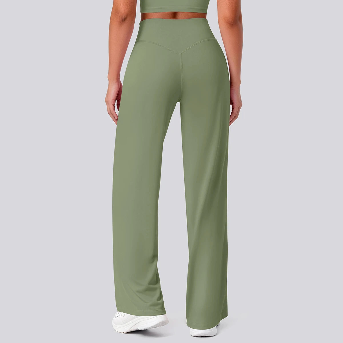 Rooftrellen Women's Sports Pants Bell-bottoms High Waisted Gym Loose Wide Leg Pants Solid Color Thin Fitness Sports Female Pants