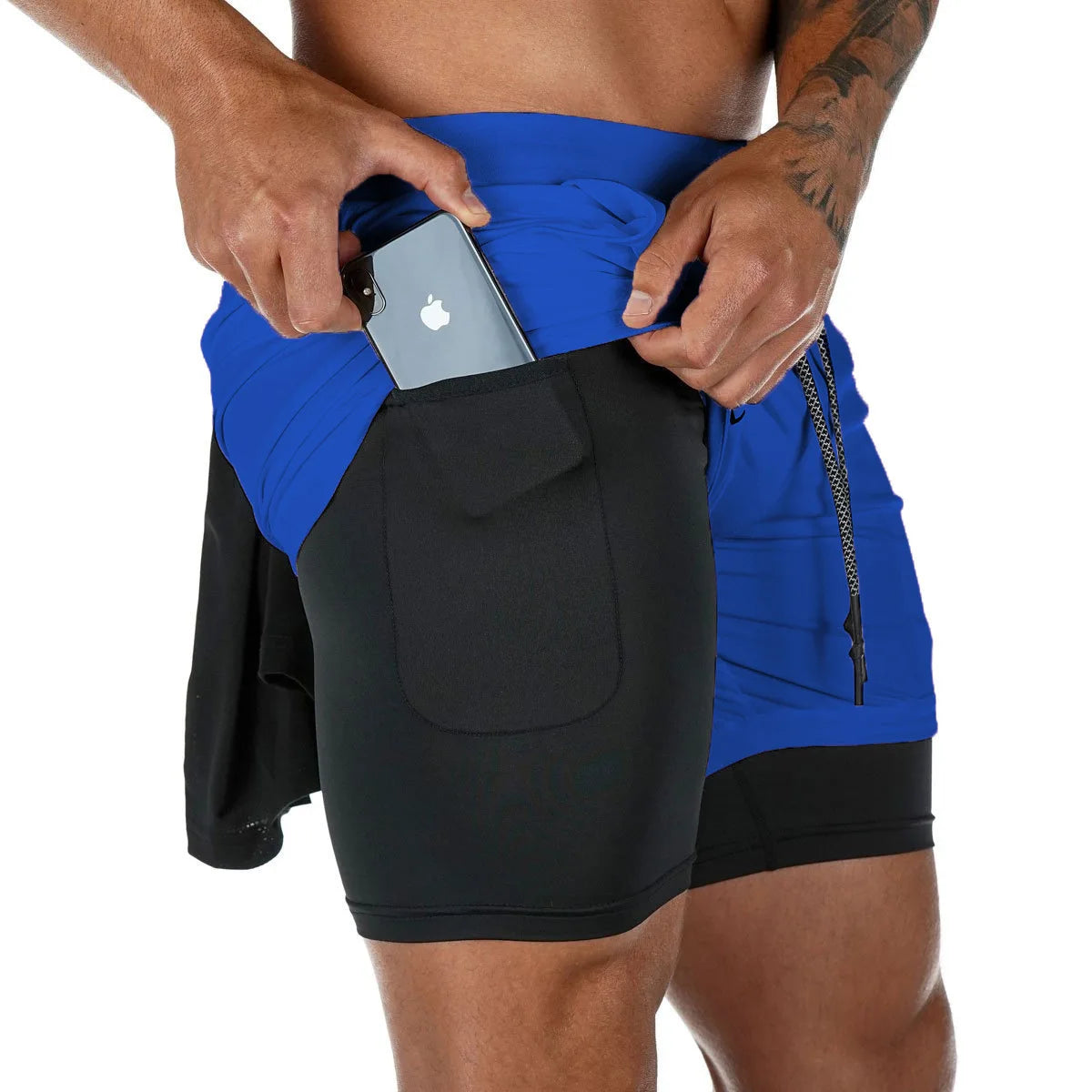 Men Running Shorts Camo Gym Sports Shorts 2 in 1 Quick Dry Workout Fitness Training Jogging Short Summer with Pocket Men Shorts