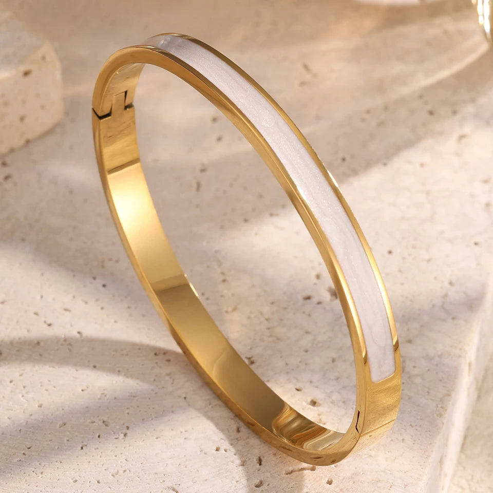 ZAKOL 5/1pcs Shiny Geometric Zirconia Inlaid Stainless Steel Copper Bracelet Set Heart CZ Stackable Bangle Jewelry Gift