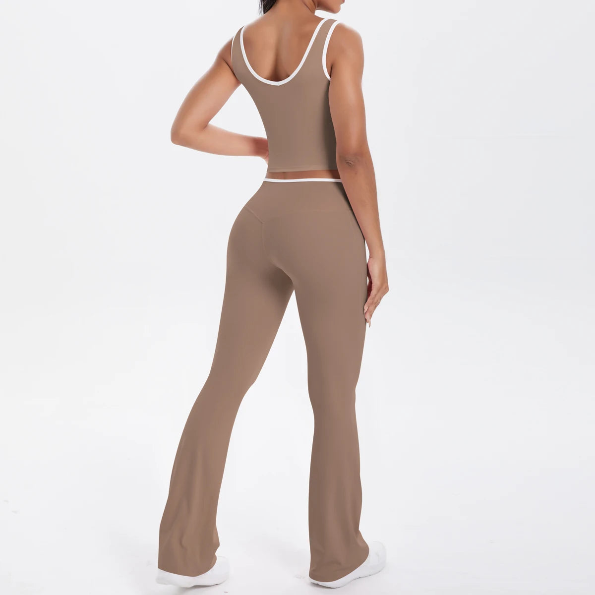 Autumn Women's Yoga Set U-neck Vest High Waist Cross Wide Leg Pants Set Tight Fitting Seamless Elastic Sportswear