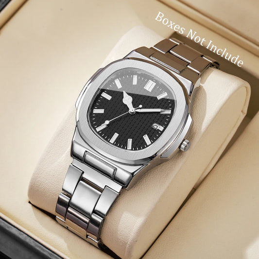 Fashion Square Men Business Watches Simple Calendar Quartz Watch for Mens Clock Reloj Hombre（Without Box）