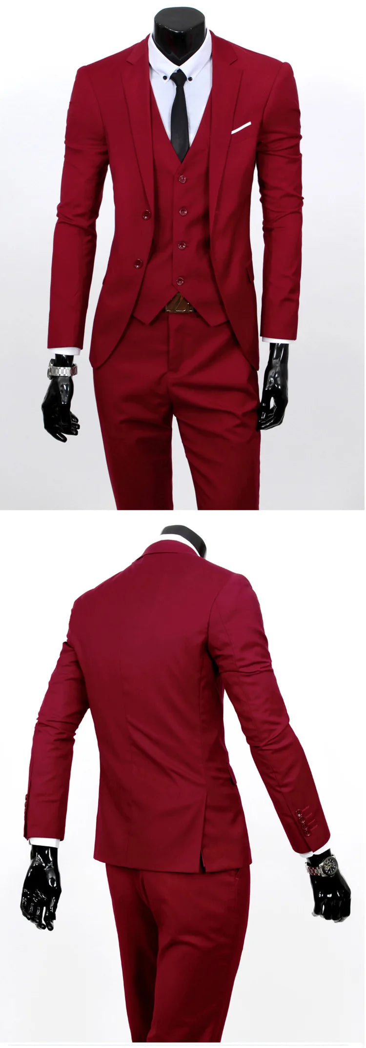 Spring Autumn New Fashion Men's Trendy Slim Business Solid Color 3 Pieces of Suits Sets Single Greasted Blazers Waistcoat Pants
