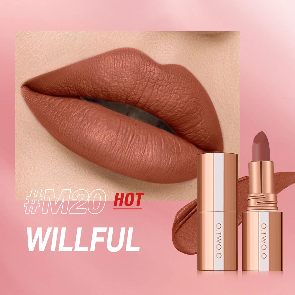 O.TWO.O Matte Lipstick Lip Tint 14 Colors Waterproof Long Lasting Non-transfer Smooth Highly Pigmented Velvet Lip Sticks Makeup