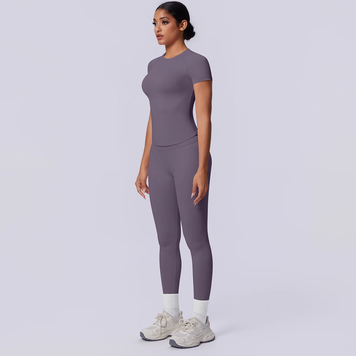 Rooftrellen New 2PCS/set Yoga Set Summer Quick Drying Fitness Sports Workout Top T-Shirt High Stretch Seamless Yoga Leggings Set