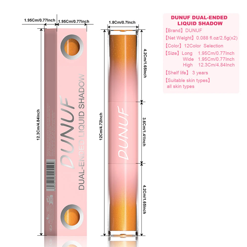 Double-head Punk Metallic Liquid Eyeshadow Stick Dark Glitter Matte Sequins Bicolor Shimmer Eyes Makeup Cream Pencil Waterproof