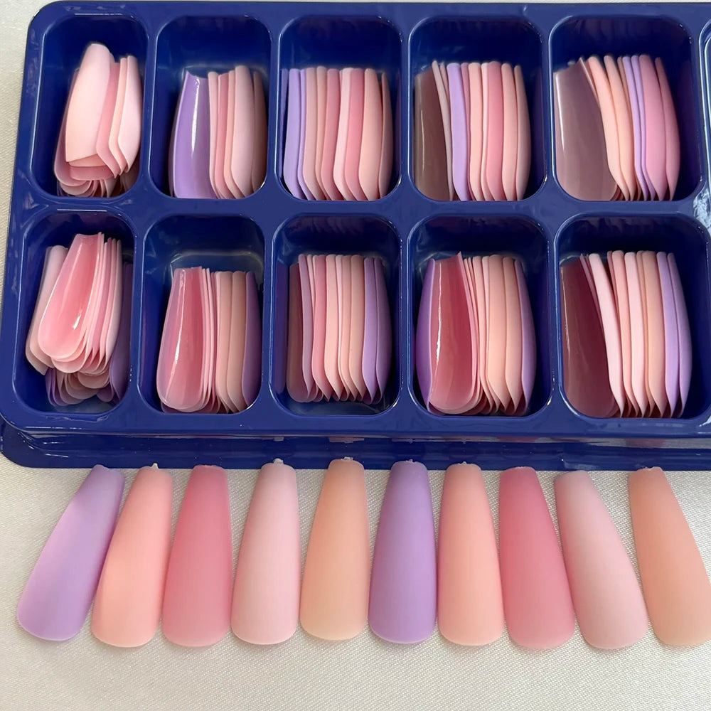 120Pcs Long Coffin False Nails Mixed Color Press On Nails Acrylic Manicure Extension Artificial Square Full Cover Fake Nail Tips