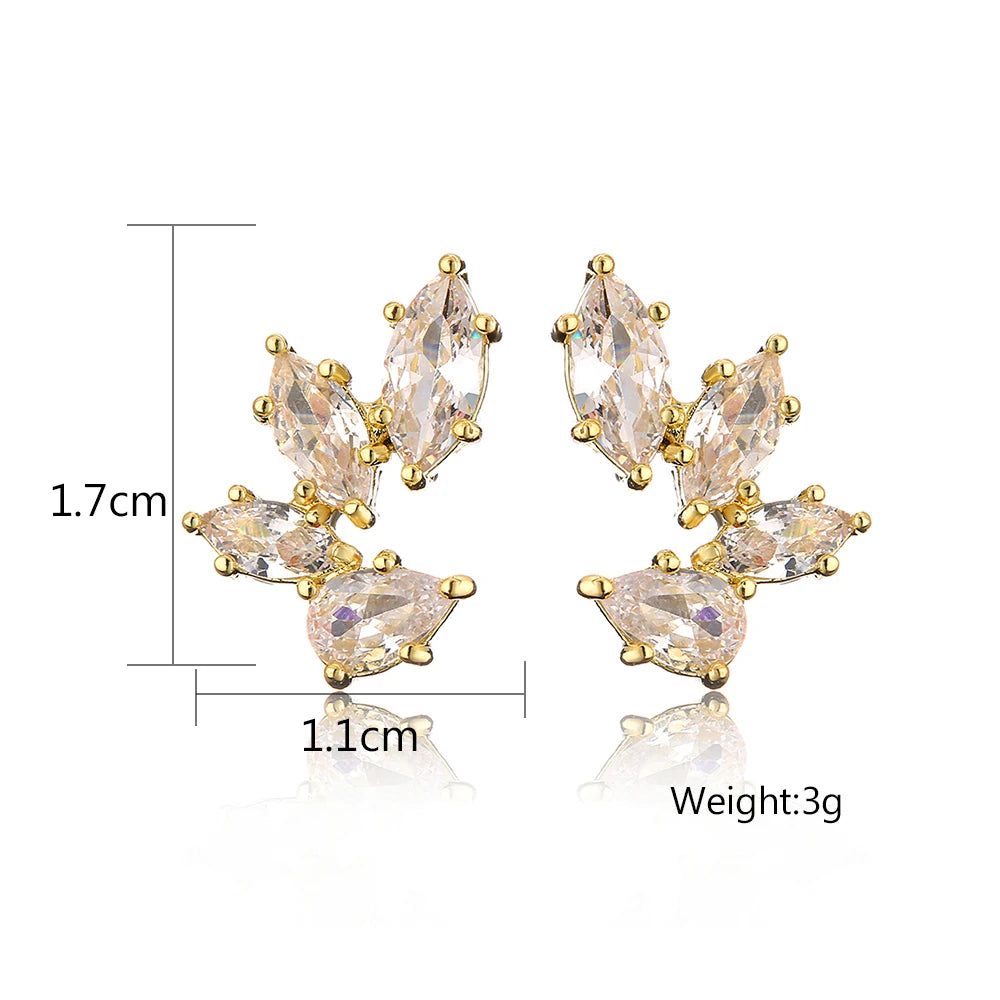 ZAKOL Luxury Leaf Marquise Zircon Bridal Earrings for Women White Shiny Crystal Elegant Wedding Party Jewelry