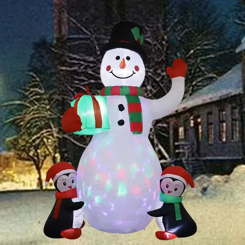 1pc Christmas Decoration Inflatable Toy Gift Snowman Penguin Built-in LED Lights Indoor Outdoor New Year Party DIY Garden Decor