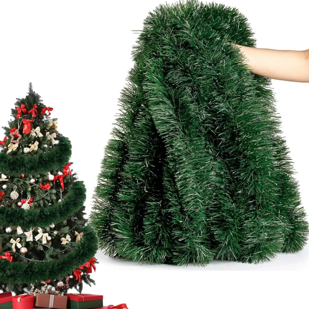 6/14M Christmas Tinsel Garland,Hanging Decoration Indoor And Outdoor Ceiling Party Decoration,Suitable for Christmas Tree Decora