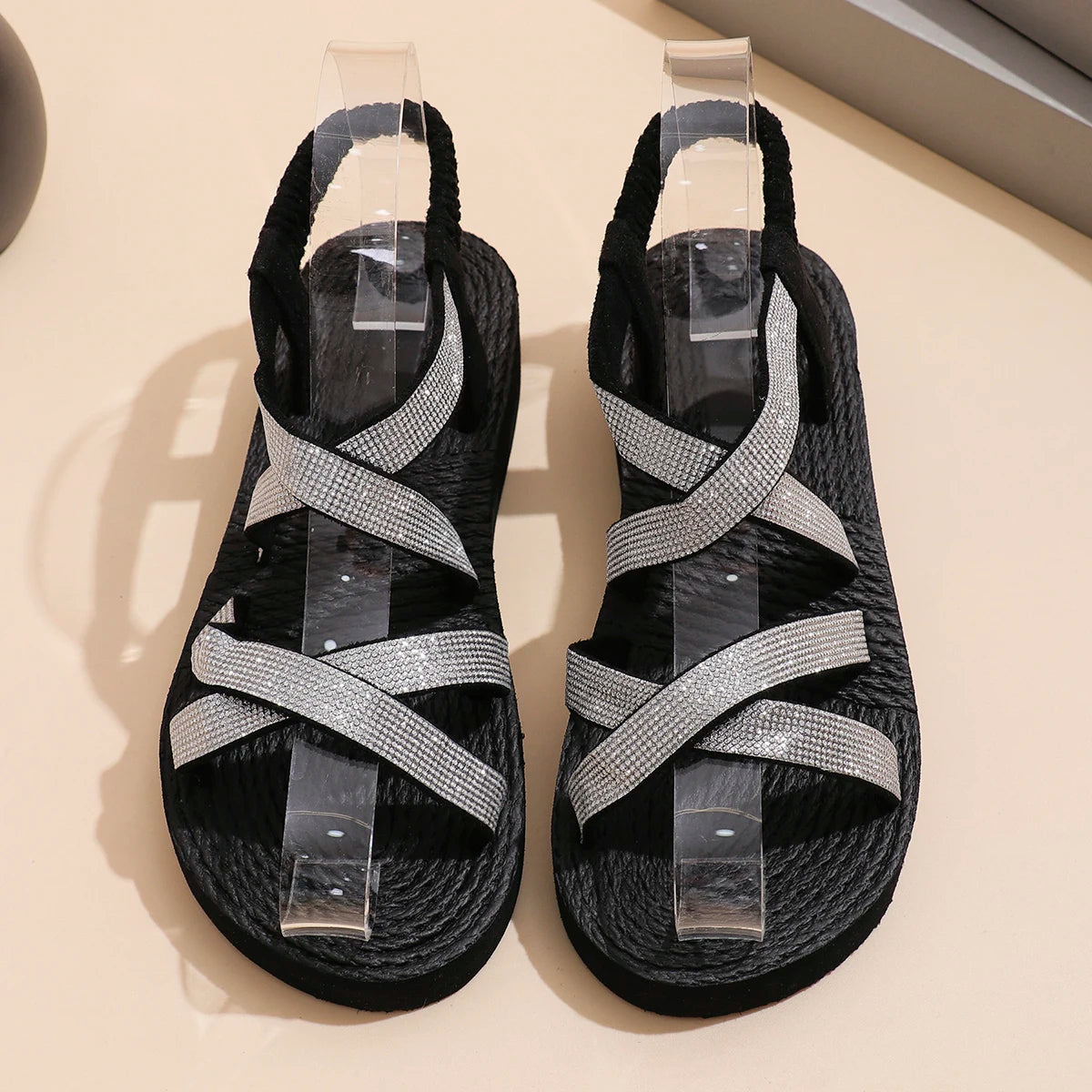 Trendy Women’s Bright Belted Sandals – Soft Sole, Anti-Slip Comfort | صندل نسائي عصري لامع مع حزام – نعل ناعم ومريح مانع للانزلاق
