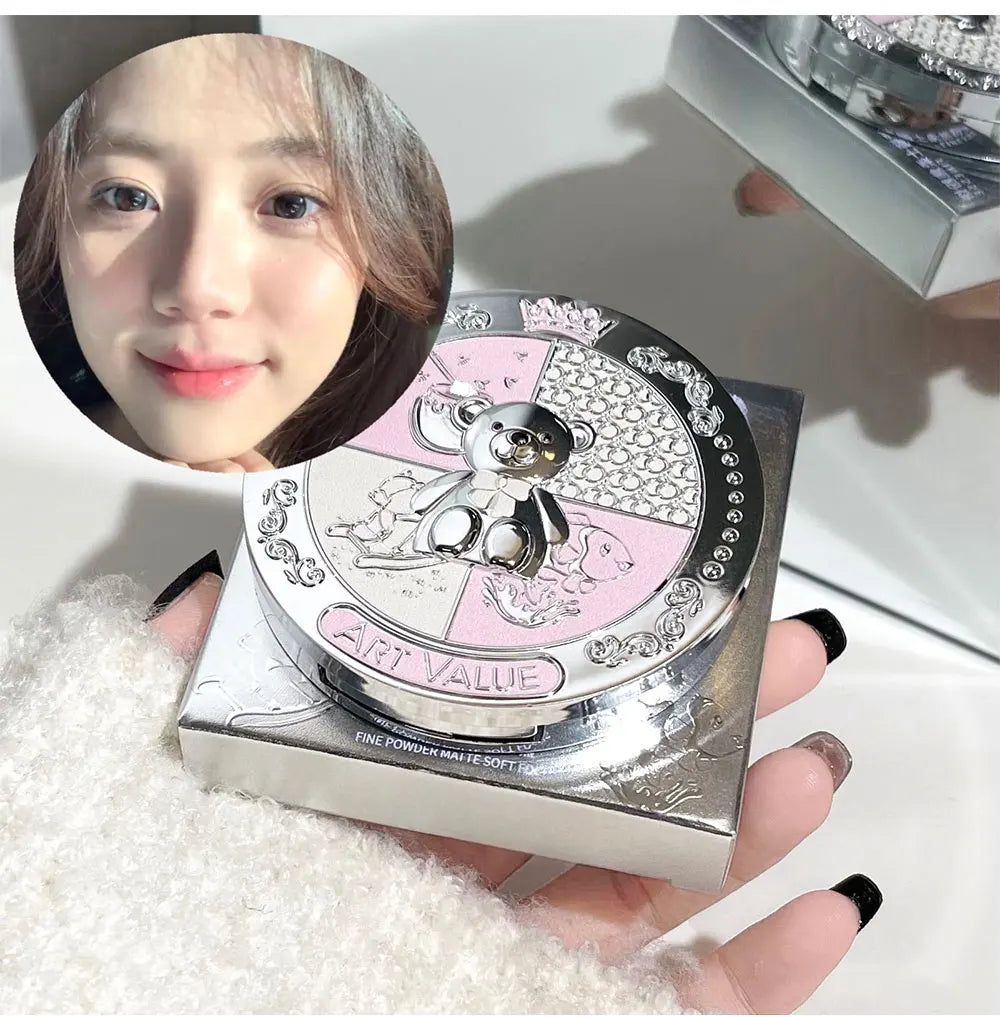 Art Value Bear Knight Soft Focus Pressed Powder Matte Natural Makeup Setting Makeup Brightening Makeup Loose Powder