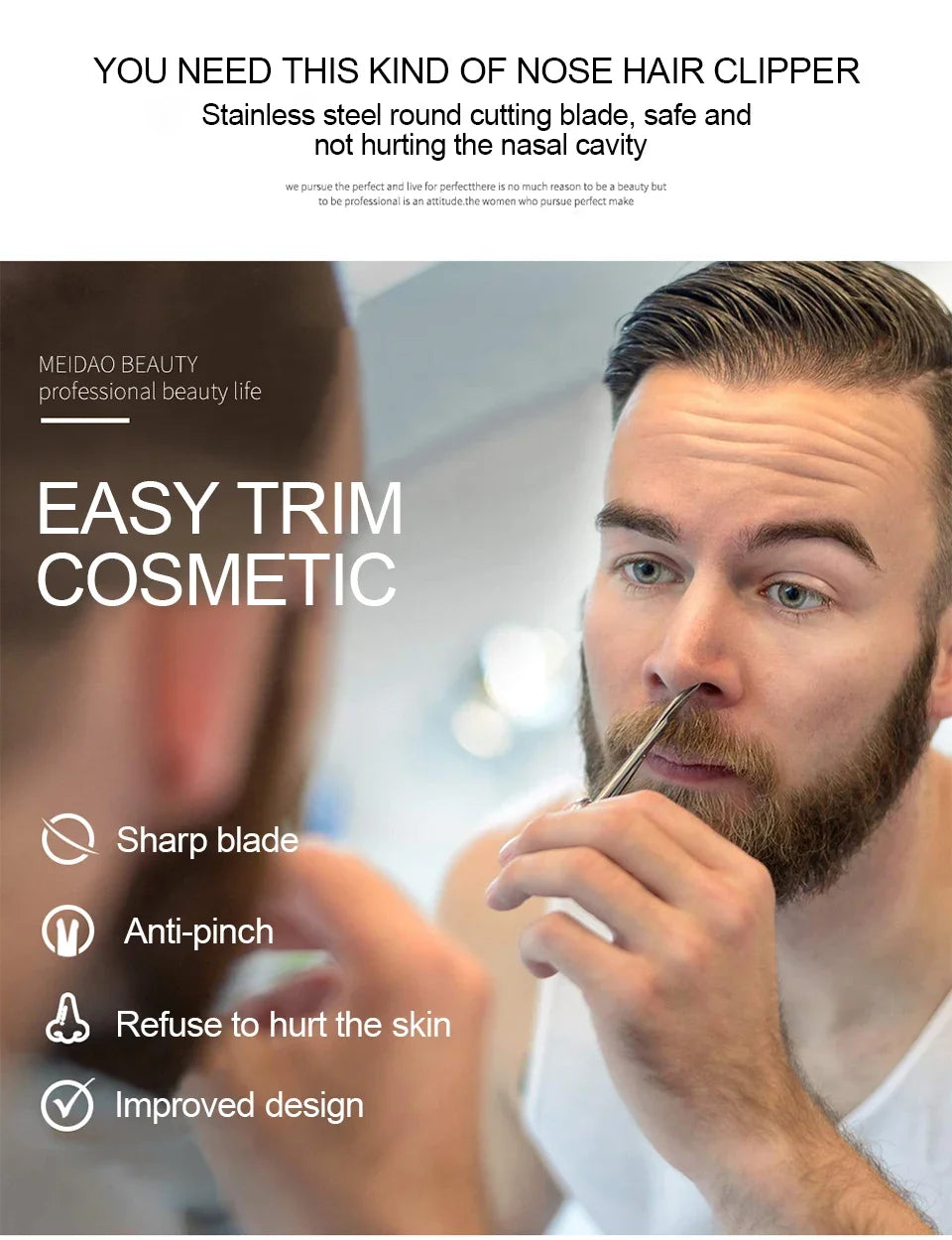 Stainless Scissor Beauty Nose Hair Trimmer Scissors Eyebrow with Sharp Head Steel Round Safety Scissors Eyebrow Makeup