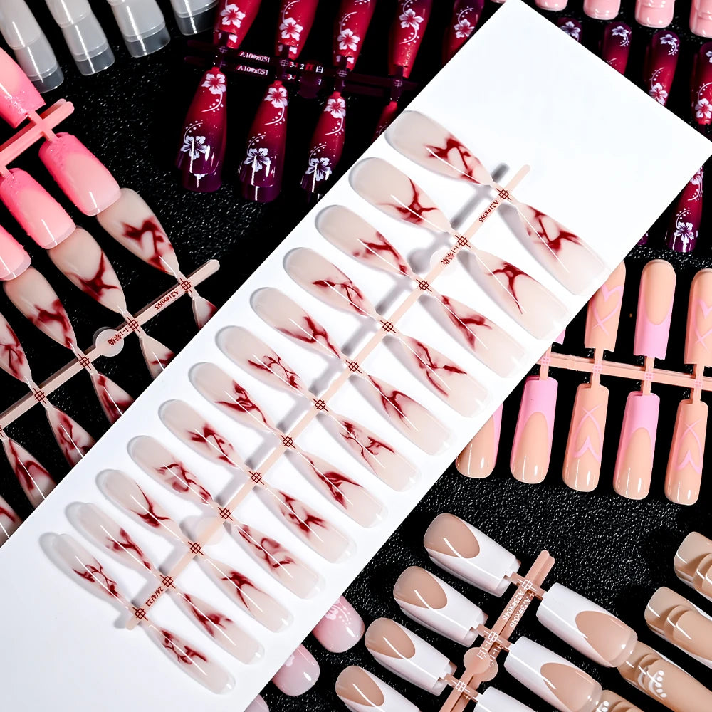 120Pcs Acrylic French False Nails – Full Cover Press On Nail Tips أظافر أكريليك فرنسية لاصقة بتغطية كاملة – 120 قطعة