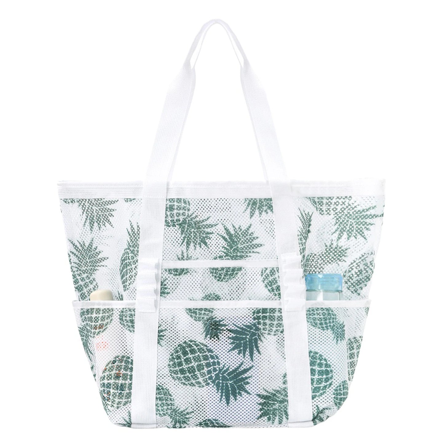 Mesh Beach Bags Beach Tote Bag With Multi Pockets Large Capacity Travel Tote Handbag Swim Pool Bag Multifunctional Storage Bag