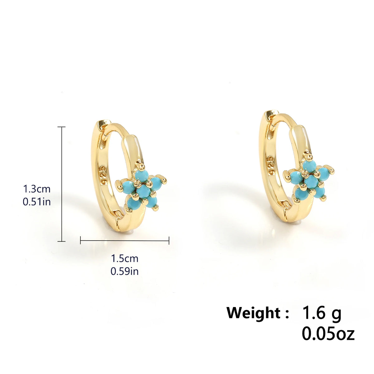 ZAKOL Luxury Turquoise Hoop Earrings for Women Temperament Gold Color Plated Micro-Intact Blue Zircon Party Ear Accessories