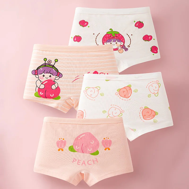 4pcs/Lot Kids Girl Underwear Set Girls Cotton Cute Printing Briefs Boyshorts Comfortable Safety Panties Children Cartoon Clothes