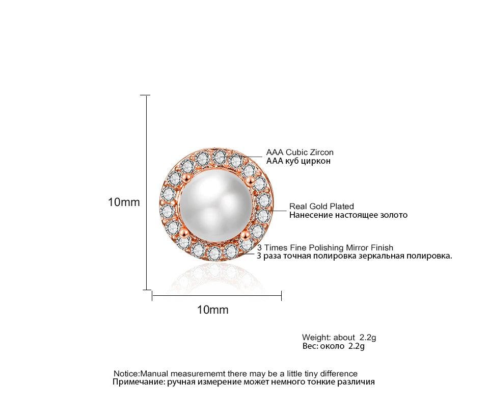 ZAKOL Delicate Light Blue CZ Stud Earrings Geometric Oval Zircon Imitation Pearl Earring for Women Fashion Jewelry Gifts
