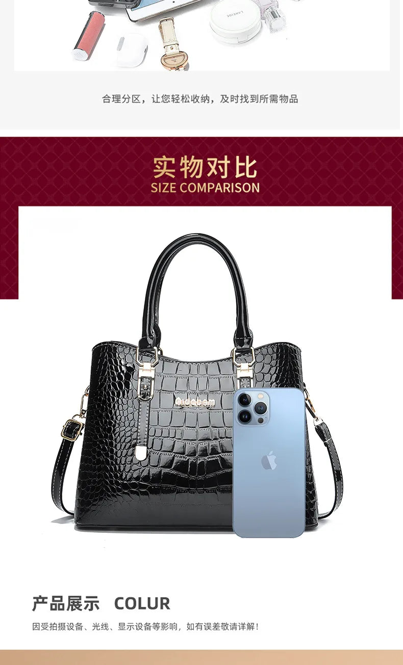 Luxury Bright Leather Handbags Designer Crossbody Bags for Women New Large Capacity Exquisite Ladies Shoulder Messenger Bag