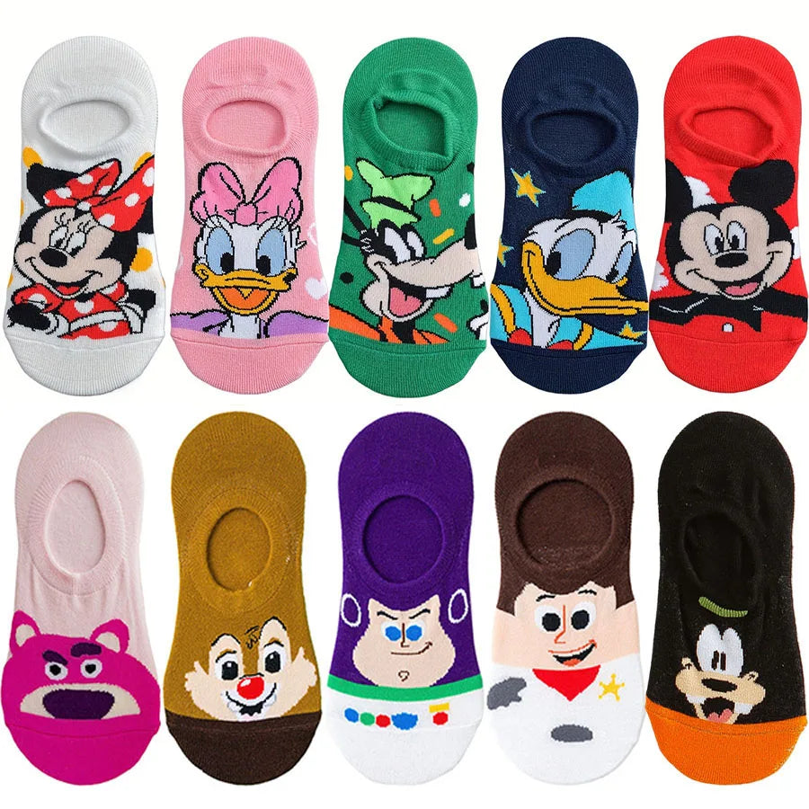 10Pairs Potdemiel Unisex Cartoon Anime Socks Men Women Hip Hop Street Style Funny Casual Short Boat Socks