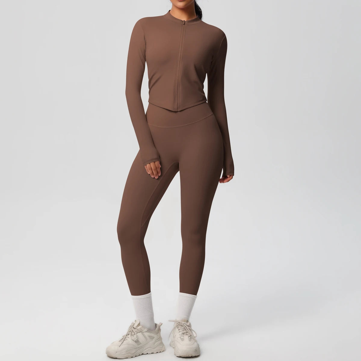 Hot Sale New Yoga Suit for Women Solid Color Yoga Zipper Long Sleeves Slim Casual Jacket Top Quick Drying Fitness Pants Gym Set