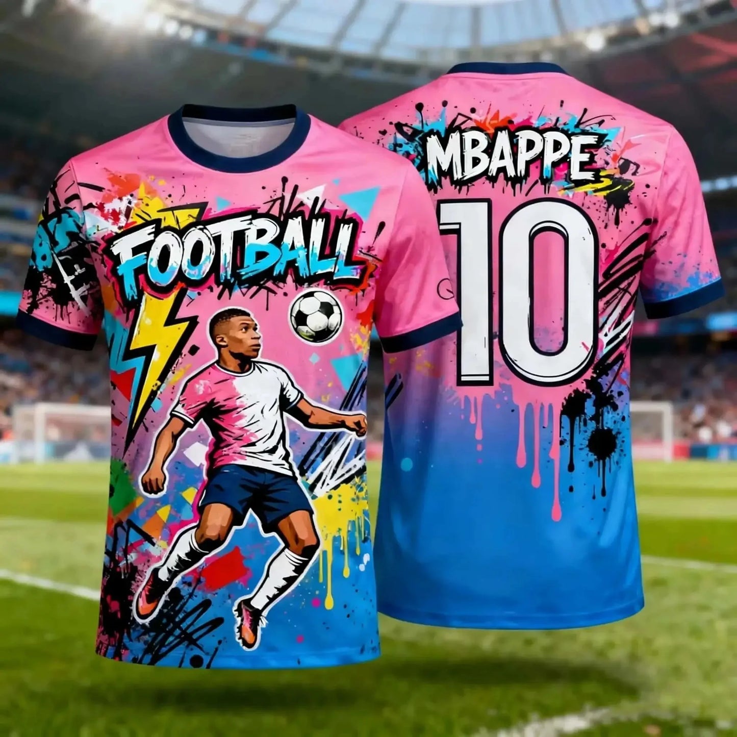 New Mbapp No 10 Summer Sports T Shirt 3D Gradient Print Family Style Adults Kids Fashion Soccer Jersey Unisex for Fitness