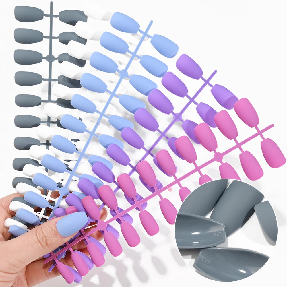 120pcs Frosted Matte False Nail Detachable Full Cover Artificial Fingernails Ballet Square Head Press On Fake Nail Tips
