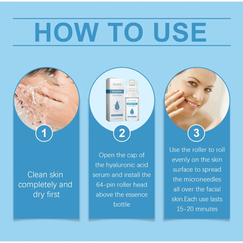 Deeply Hydrating Korean Facial Essence Set Hyaluronic Acid Microneedle Roller Skin Care Easily Absorbed Moisturizing Essence