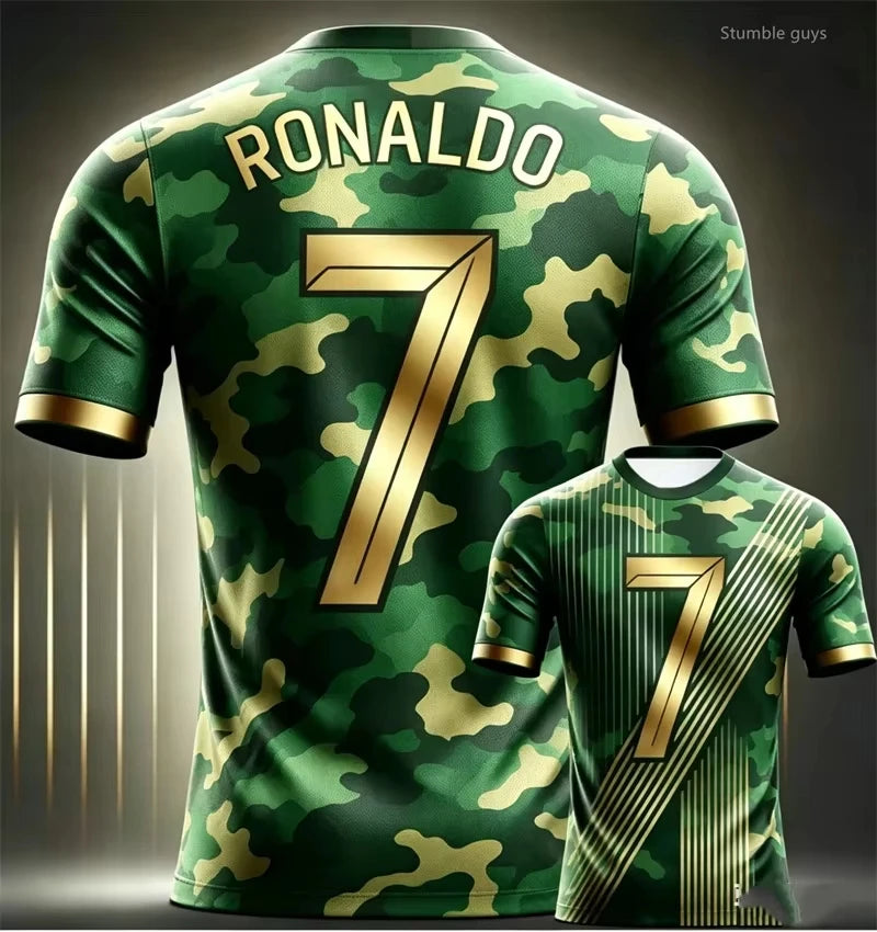Kids Boys Summer Family Style Men s Lightweight Sports Ronaldo Soccer Short Sleeve T Shirt Casual Jersey Tee for Street Training