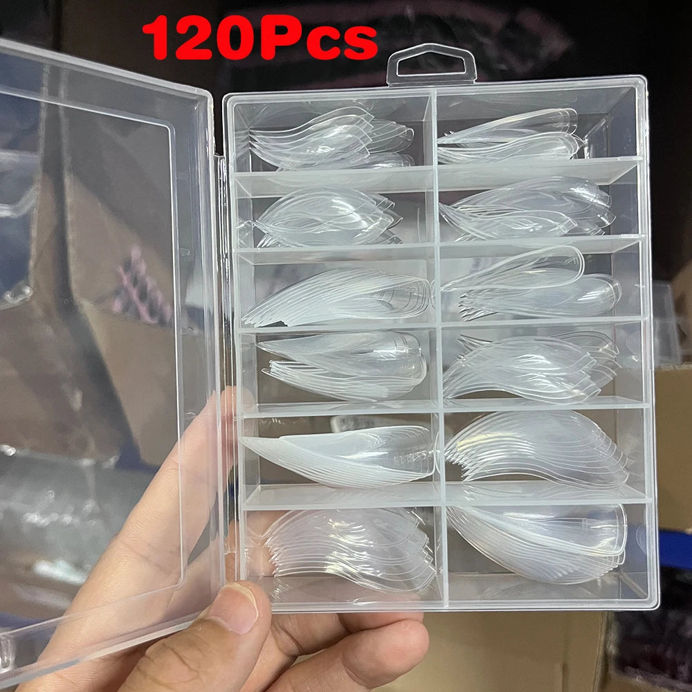 120Pcs Long Curved Stiletto 3D Eagle Claw Nail Dual Forms for Nail Extension Hawk Acrylic Nail Molds Reusable Full Cover Mold