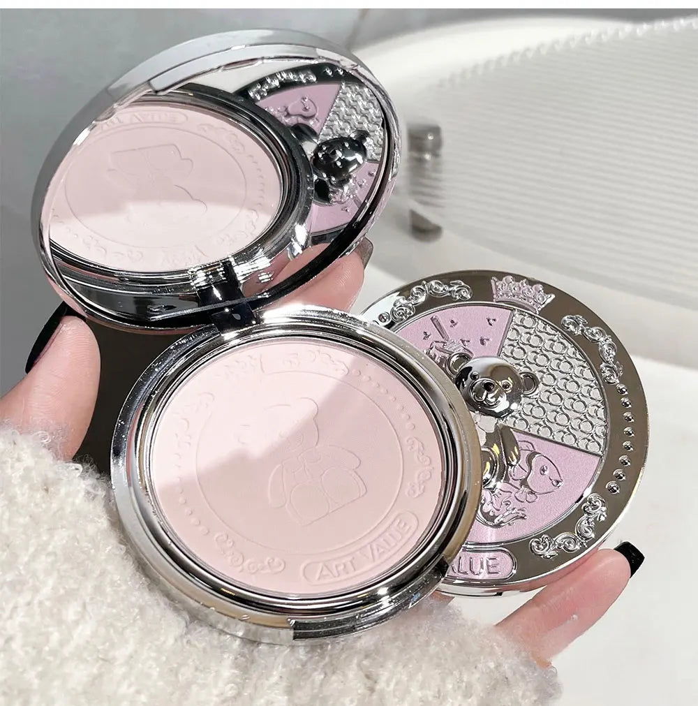 Art Value Bear Knight Soft Focus Pressed Powder Matte Natural Makeup Setting Makeup Brightening Makeup Loose Powder