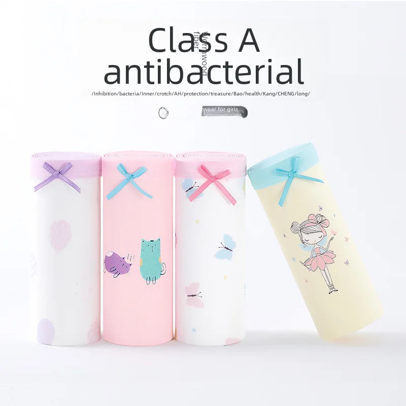 Girls Cotton Underwear Children Flat Corner Pants Antibacterial Children Clothing Four Corner Pants Small Medium Girls Baby