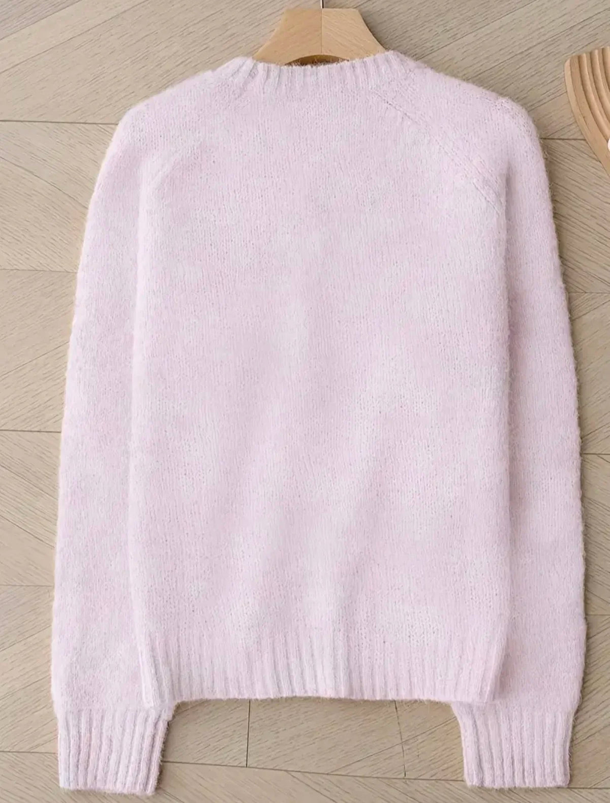 Women Fluffy Mohair Sweater Crew Neck Raglan Long Sleeve Knit Pullover Loose Casual Soft Warm Jumper Autumn Winter Knitwear Tops